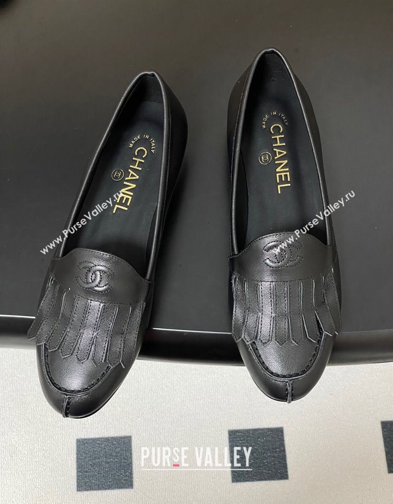 Chanel Calfskin Leather Flat Loafers with Tassel Black 2025 CH103104 (MD-251031108)