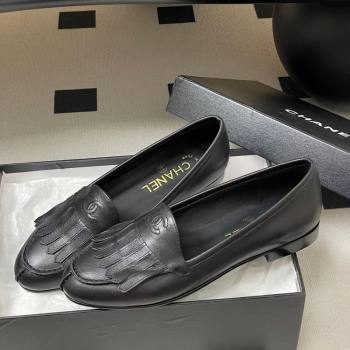 Chanel Calfskin Leather Flat Loafers with Tassel Black 2025 CH103104 (MD-251031108)