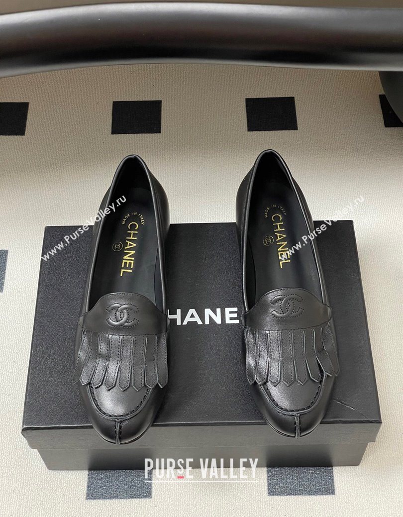 Chanel Calfskin Leather Flat Loafers with Tassel Black 2025 CH103104 (MD-251031108)