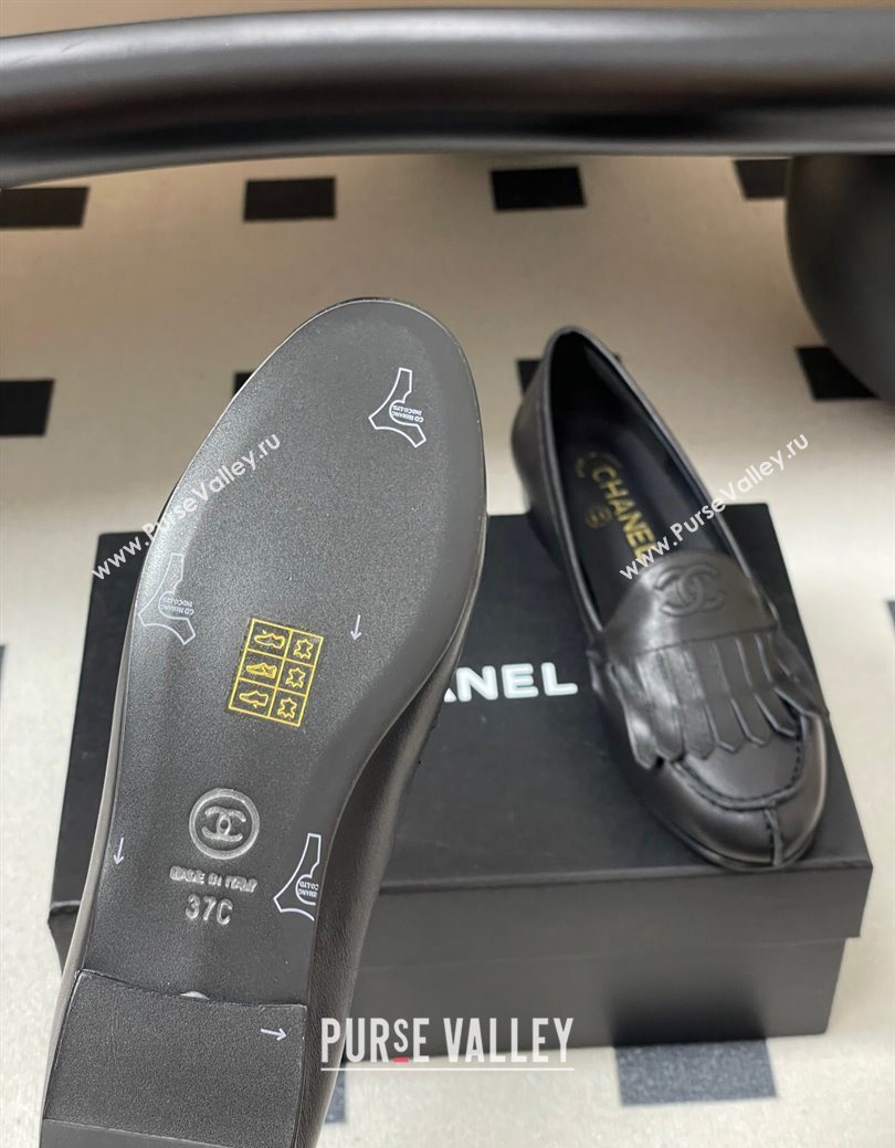 Chanel Calfskin Leather Flat Loafers with Tassel Black 2025 CH103104 (MD-251031108)
