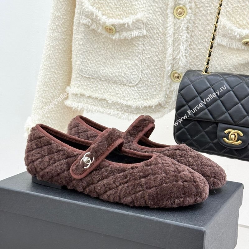 Chanel Quilted Wool Mary Janes Ballets Flat Brown 2025 CH110301 (MD-251103058)