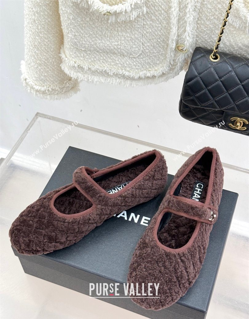 Chanel Quilted Wool Mary Janes Ballets Flat Brown 2025 CH110301 (MD-251103058)