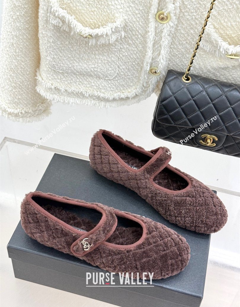 Chanel Quilted Wool Mary Janes Ballets Flat Brown 2025 CH110301 (MD-251103058)