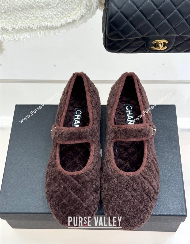 Chanel Quilted Wool Mary Janes Ballets Flat Brown 2025 CH110301 (MD-251103058)