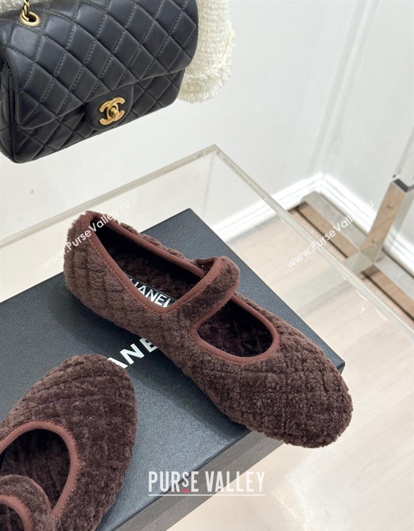 Chanel Quilted Wool Mary Janes Ballets Flat Brown 2025 CH110301 (MD-251103058)
