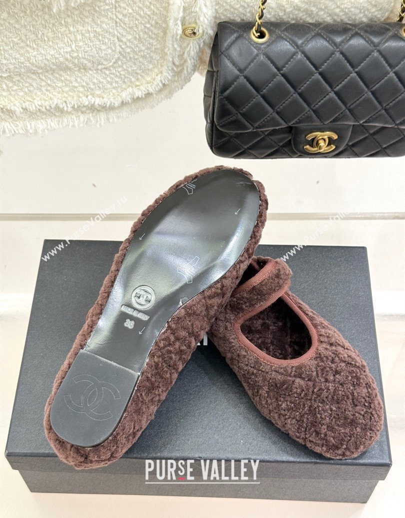 Chanel Quilted Wool Mary Janes Ballets Flat Brown 2025 CH110301 (MD-251103058)