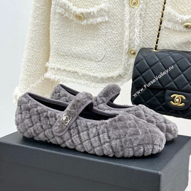 Chanel Quilted Wool Mary Janes Ballets Flat Grey 2025 CH110301 (MD-251103059)