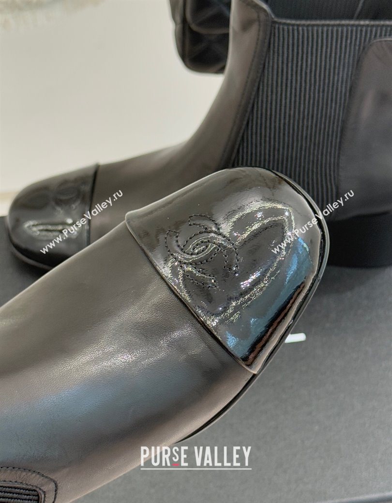 Chanel Lambskin Patent Leather Heel Ankle Boots 5cm with Pearls Black 2025 CH11030316 (MD-251103125)