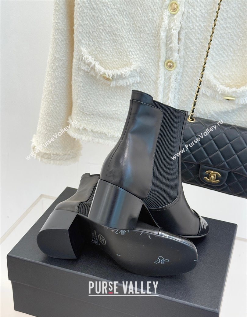 Chanel Lambskin Patent Leather Heel Ankle Boots 5cm with Pearls Black 2025 CH11030316 (MD-251103125)