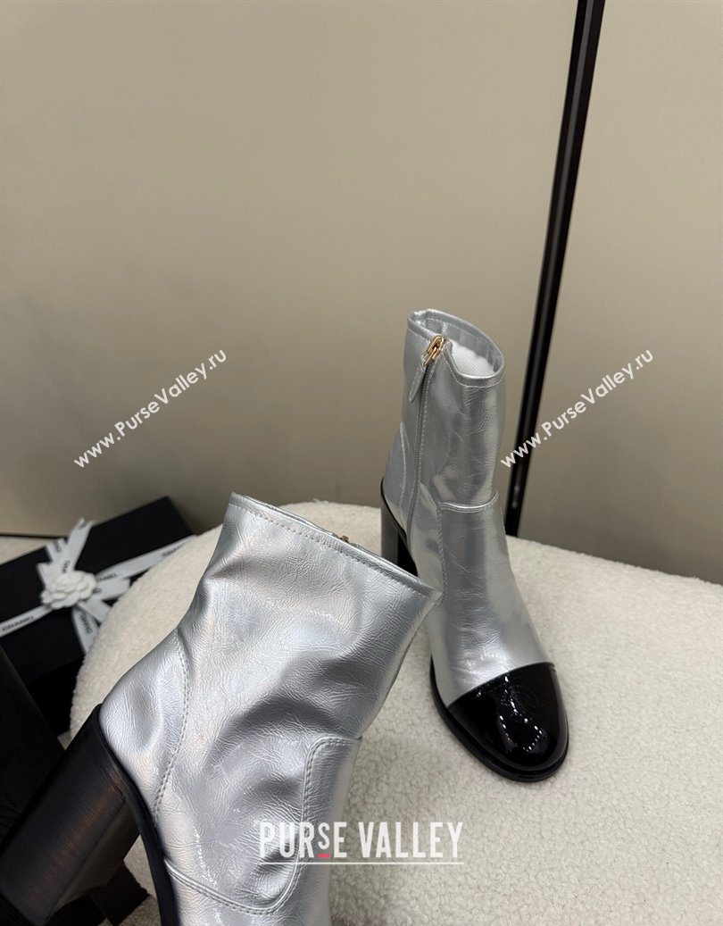 Chanel Calfskin Patent Leather Heel Ankle Boots 5cm Silver 2025 G46789 (MD-251104012)