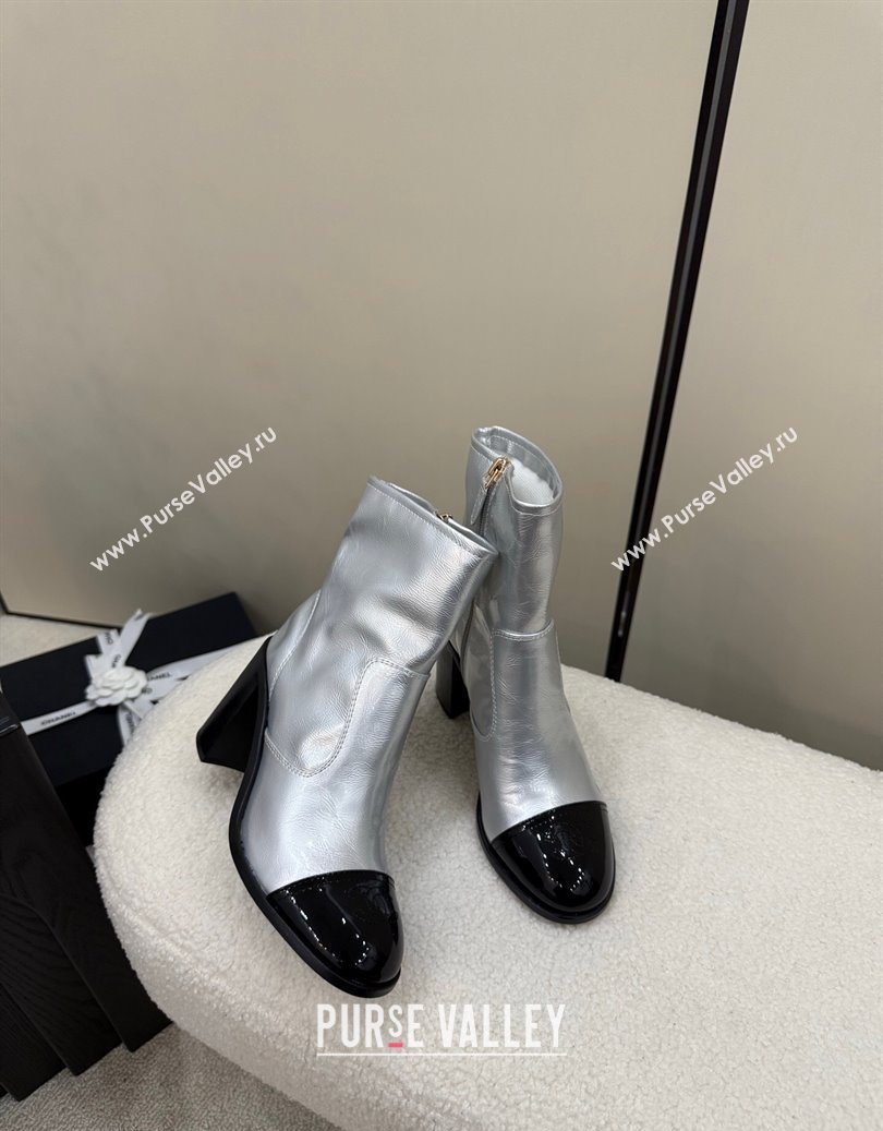Chanel Calfskin Patent Leather Heel Ankle Boots 5cm Silver 2025 G46789 (MD-251104012)