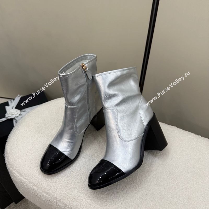 Chanel Calfskin Patent Leather Heel Ankle Boots 5cm Silver 2025 G46789 (MD-251104012)