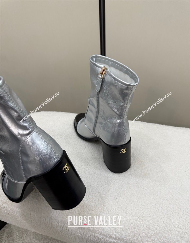 Chanel Calfskin Patent Leather Heel Ankle Boots 5cm Silver 2025 G46789 (MD-251104012)