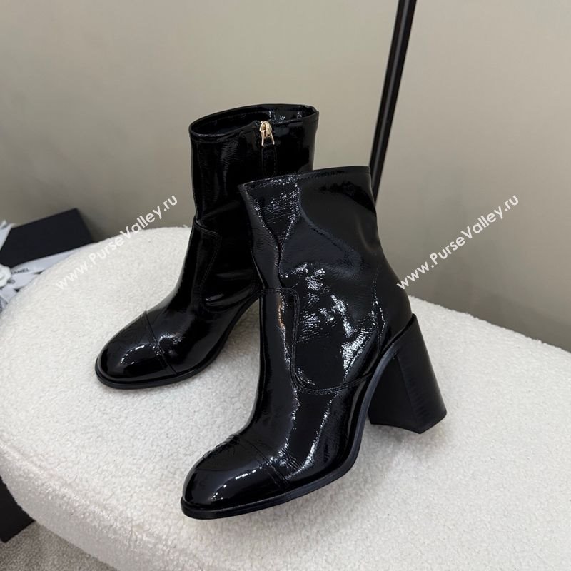 Chanel Patent Calfskin Leather Heel Ankle Boots 5cm Black 2025 G46789 (MD-251104013)