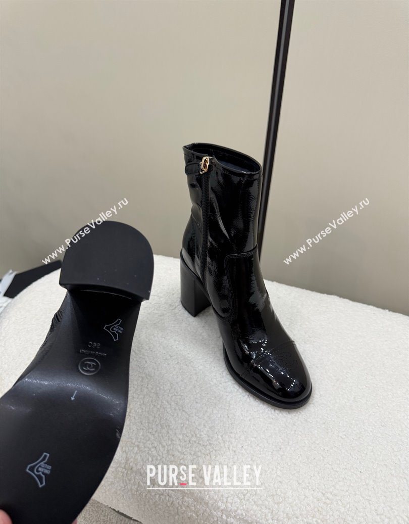 Chanel Patent Calfskin Leather Heel Ankle Boots 5cm Black 2025 G46789 (MD-251104013)