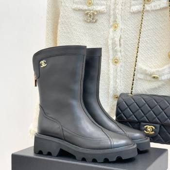 Chanel Calfskin Leather Platform Ankle Boots Black 2025 CH11030319 (MD-251103133)