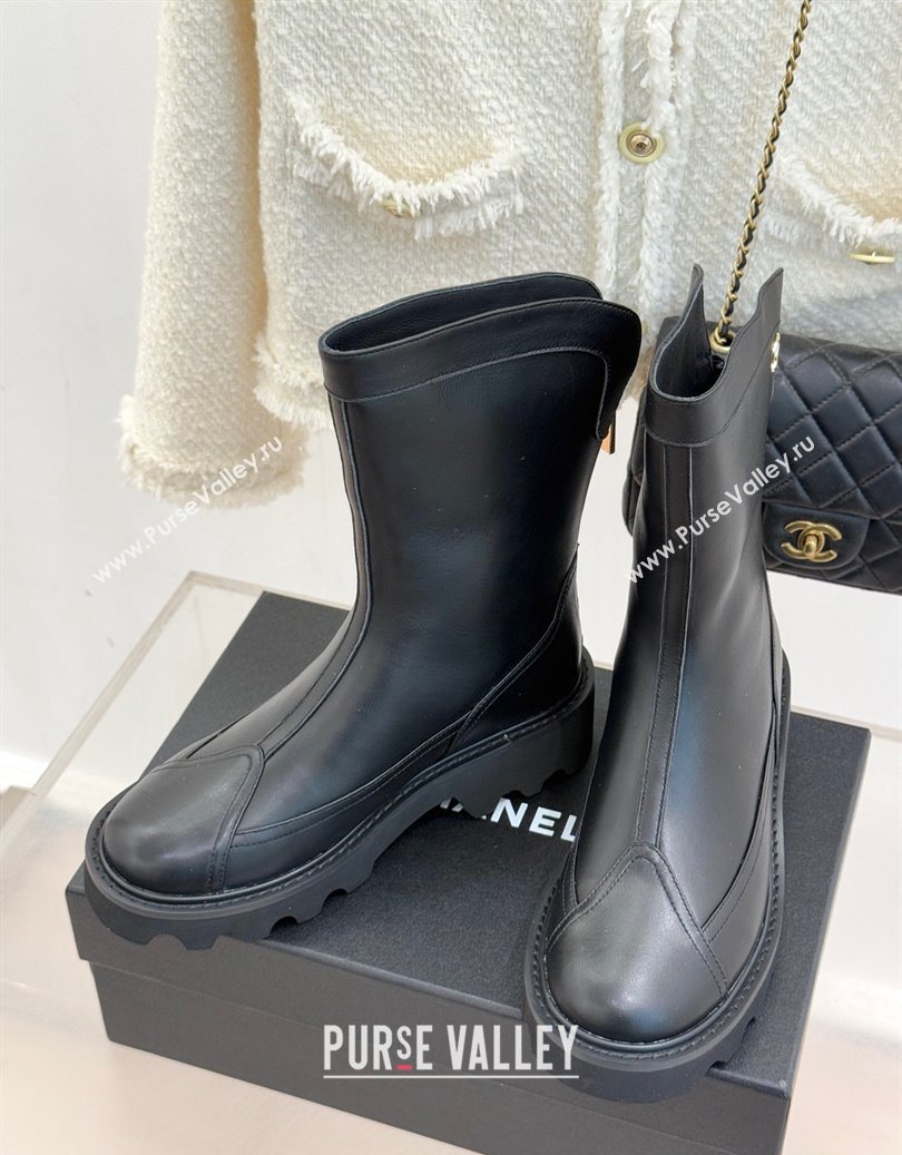Chanel Calfskin Leather Platform Ankle Boots Black 2025 CH11030319 (MD-251103133)