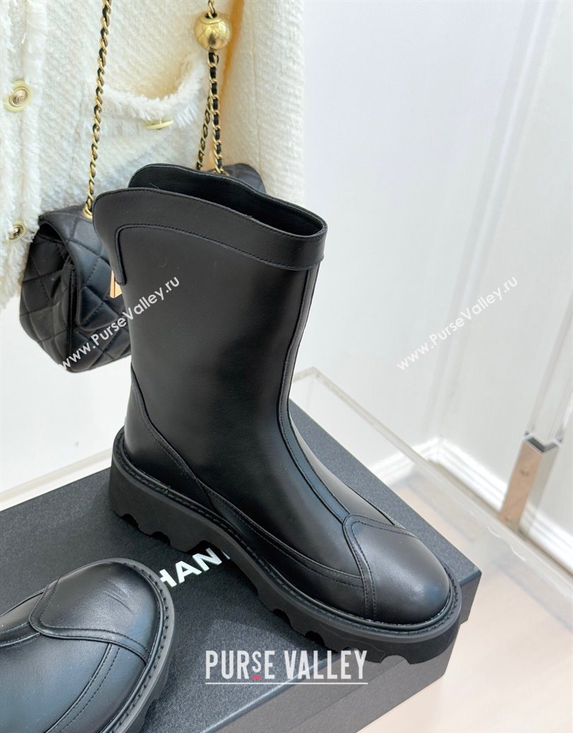 Chanel Calfskin Leather Platform Ankle Boots Black 2025 CH11030319 (MD-251103133)