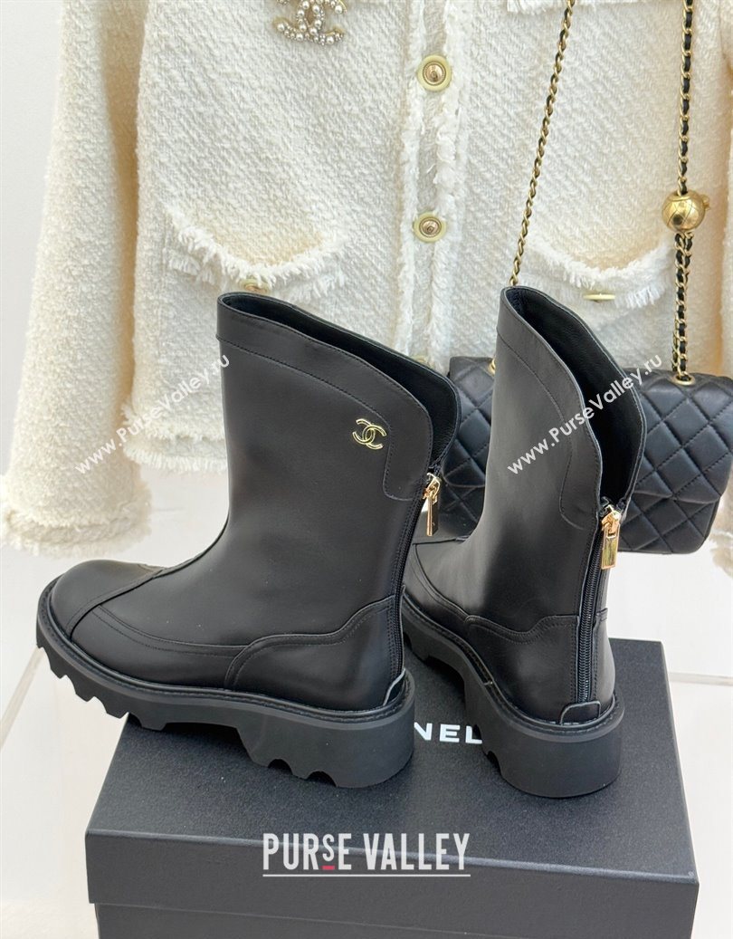 Chanel Calfskin Leather Platform Ankle Boots Black 2025 CH11030319 (MD-251103133)