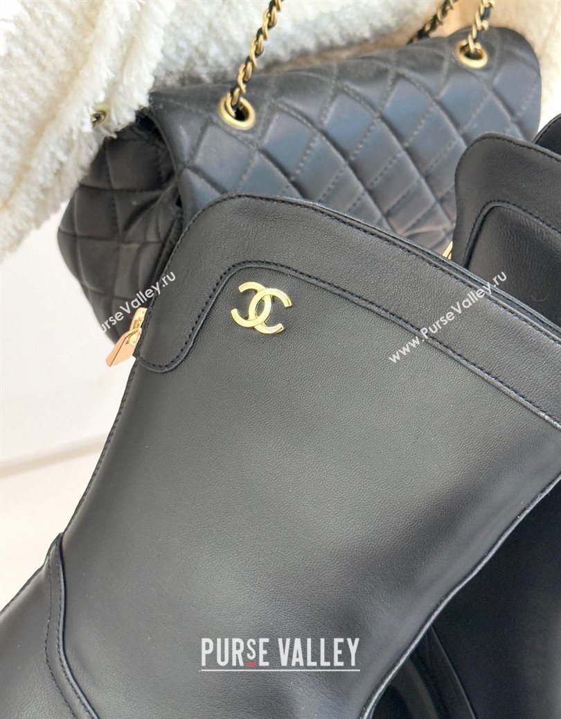 Chanel Calfskin Leather Platform Ankle Boots Black 2025 CH11030319 (MD-251103133)