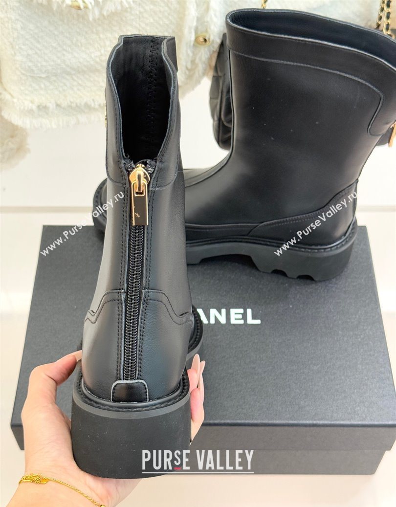 Chanel Calfskin Leather Platform Ankle Boots Black 2025 CH11030319 (MD-251103133)