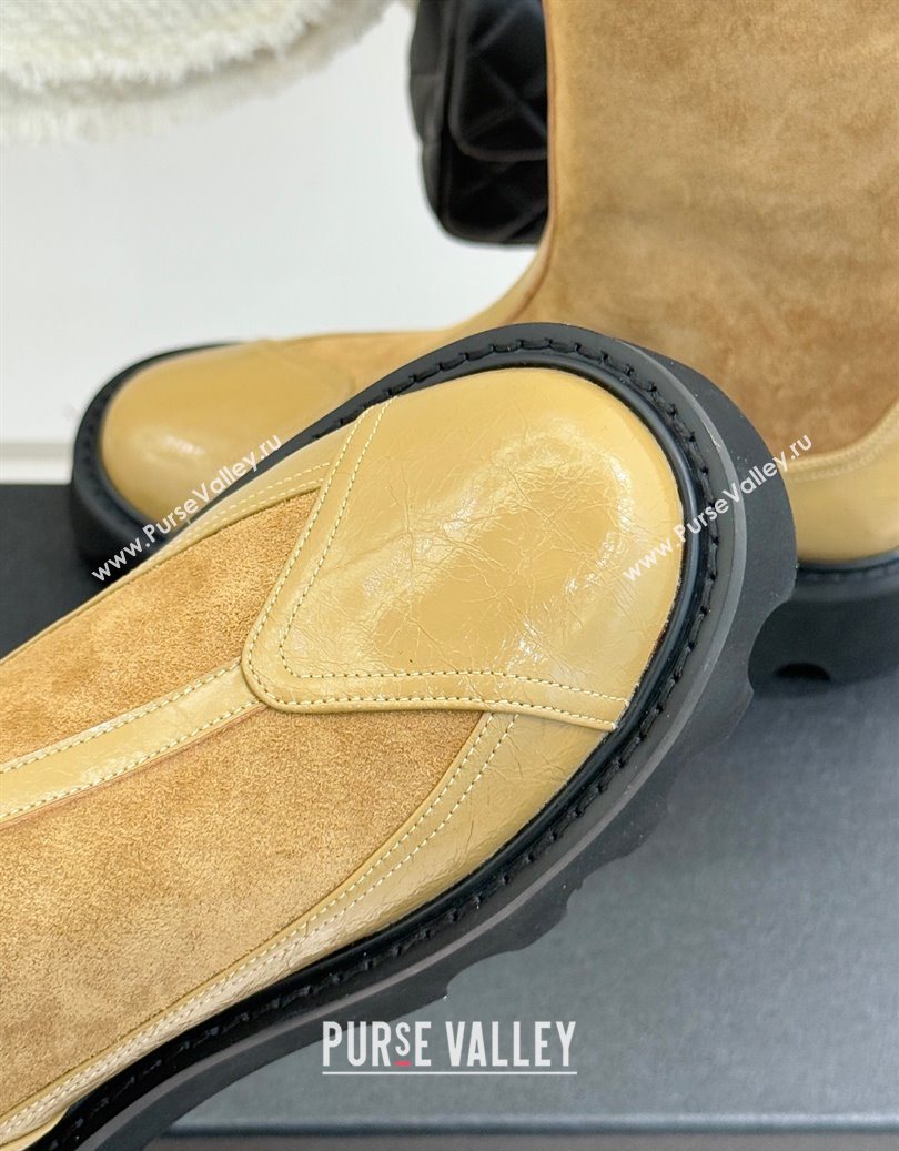 Chanel Suede and Patent Leather Platform Ankle Boots Beige 2025 CH11030319 (MD-251103134)