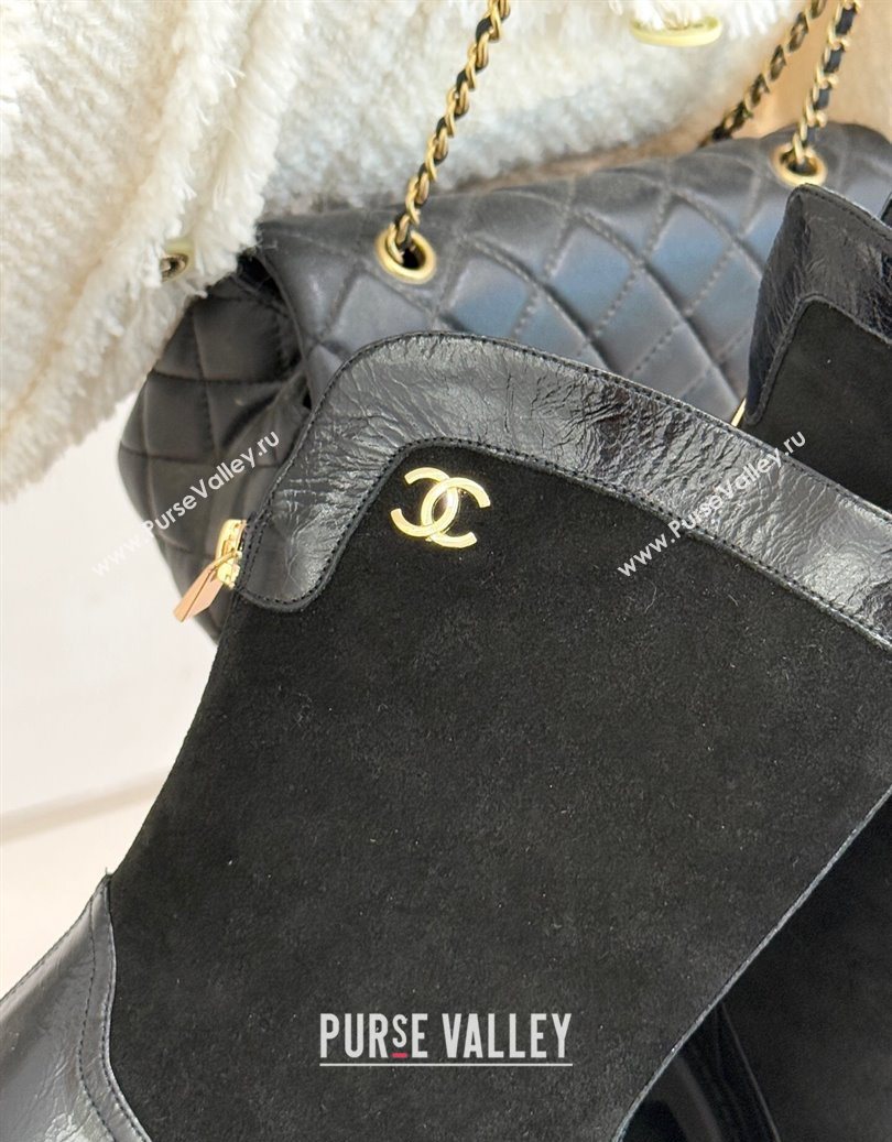 Chanel Suede and Patent Leather Platform Ankle Boots Black 2025 CH11030319 (MD-251103135)