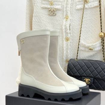 Chanel Suede and Patent Leather Platform Ankle Boots Grey 2025 CH11030319 (MD-251103137)