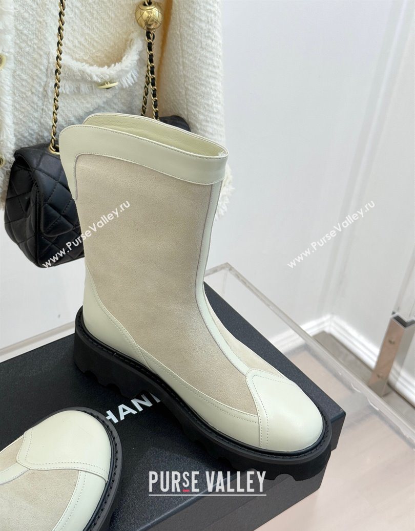 Chanel Suede and Patent Leather Platform Ankle Boots Grey 2025 CH11030319 (MD-251103137)