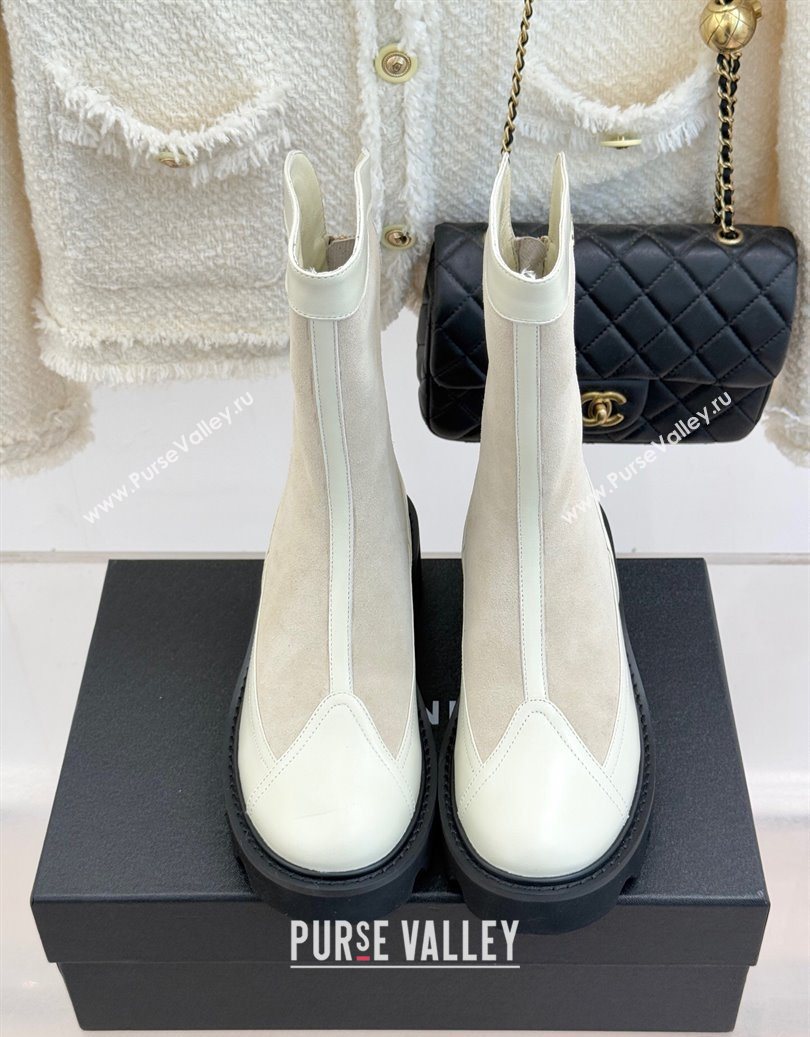 Chanel Suede and Patent Leather Platform Ankle Boots Grey 2025 CH11030319 (MD-251103137)