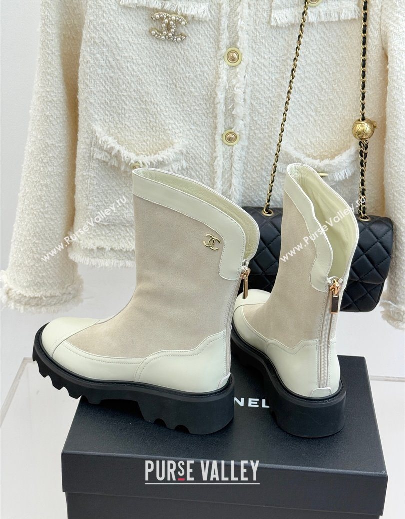 Chanel Suede and Patent Leather Platform Ankle Boots Grey 2025 CH11030319 (MD-251103137)