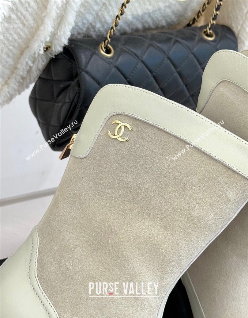 Chanel Suede and Patent Leather Platform Ankle Boots Grey 2025 CH11030319 (MD-251103137)