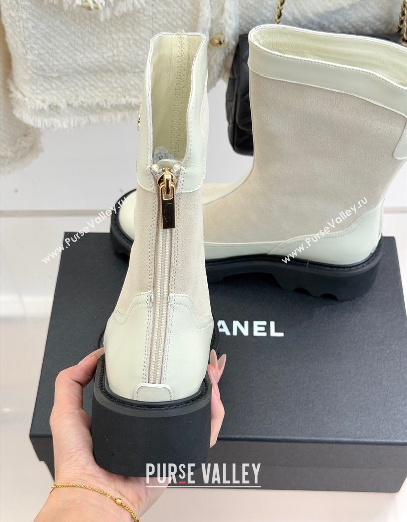 Chanel Suede and Patent Leather Platform Ankle Boots Grey 2025 CH11030319 (MD-251103137)
