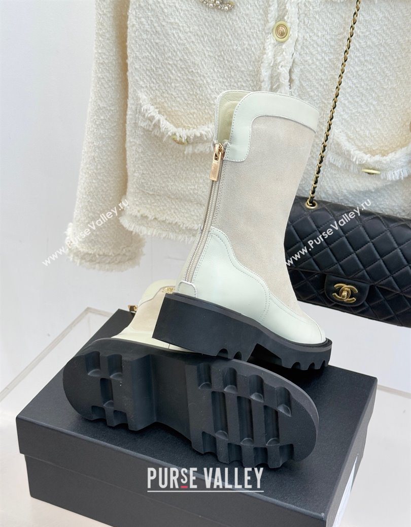 Chanel Suede and Patent Leather Platform Ankle Boots Grey 2025 CH11030319 (MD-251103137)