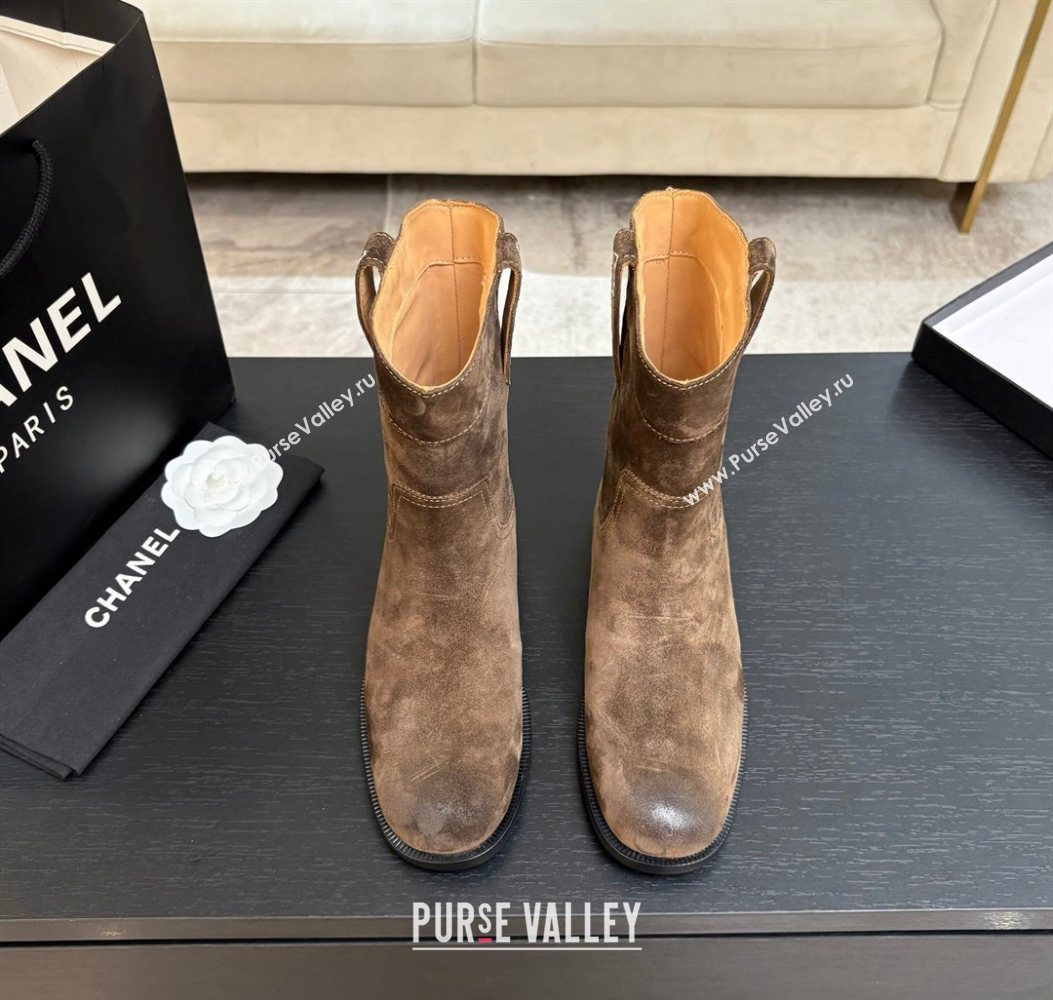 Chanel Suede Flat Ankle Boots Brown 2025 CH110401 (MD-251104001)