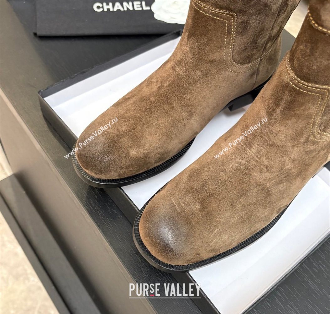Chanel Suede Flat Ankle Boots Brown 2025 CH110401 (MD-251104001)