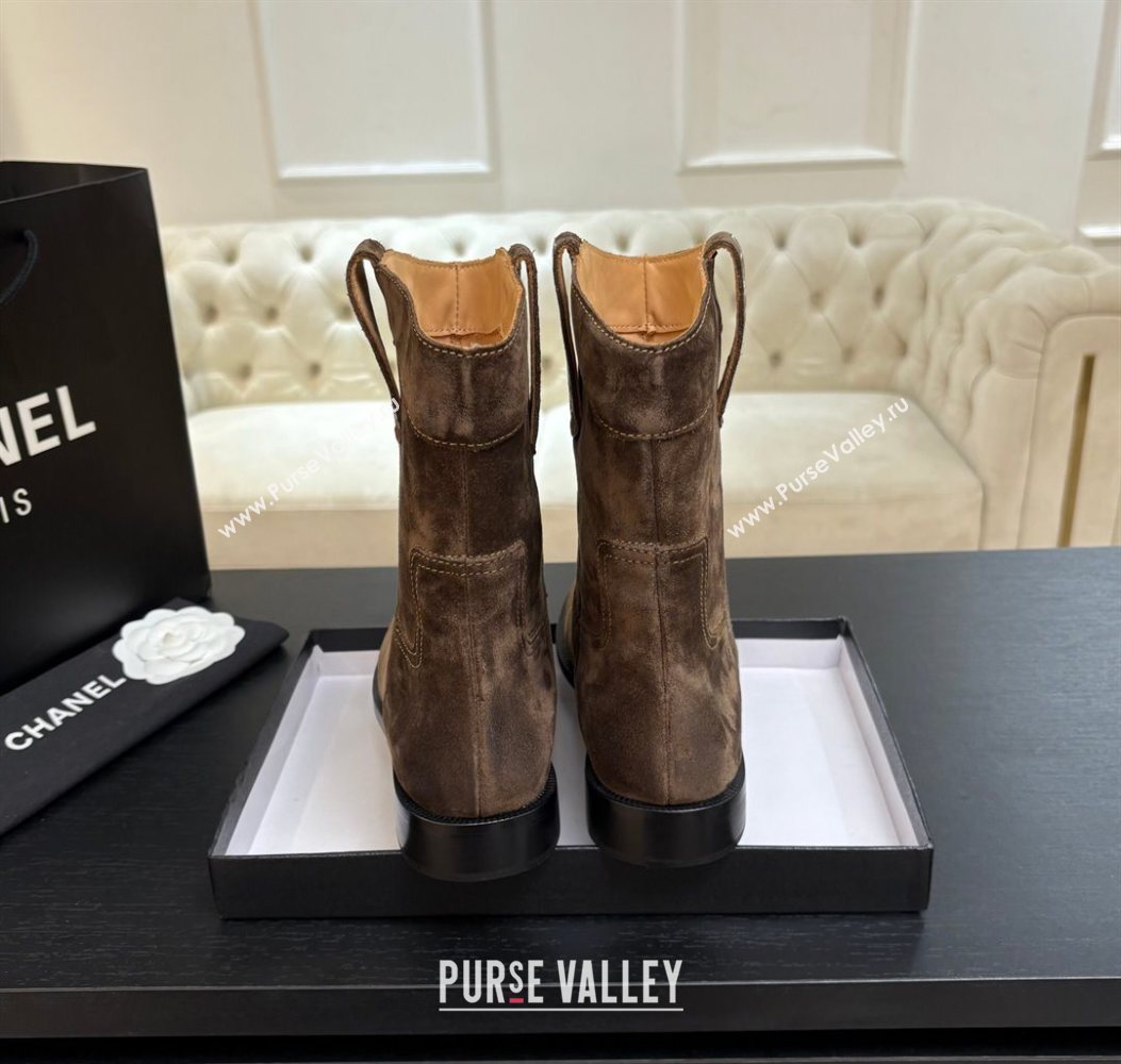 Chanel Suede Flat Ankle Boots Brown 2025 CH110401 (MD-251104001)