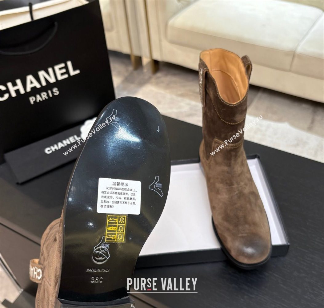 Chanel Suede Flat Ankle Boots Brown 2025 CH110401 (MD-251104001)