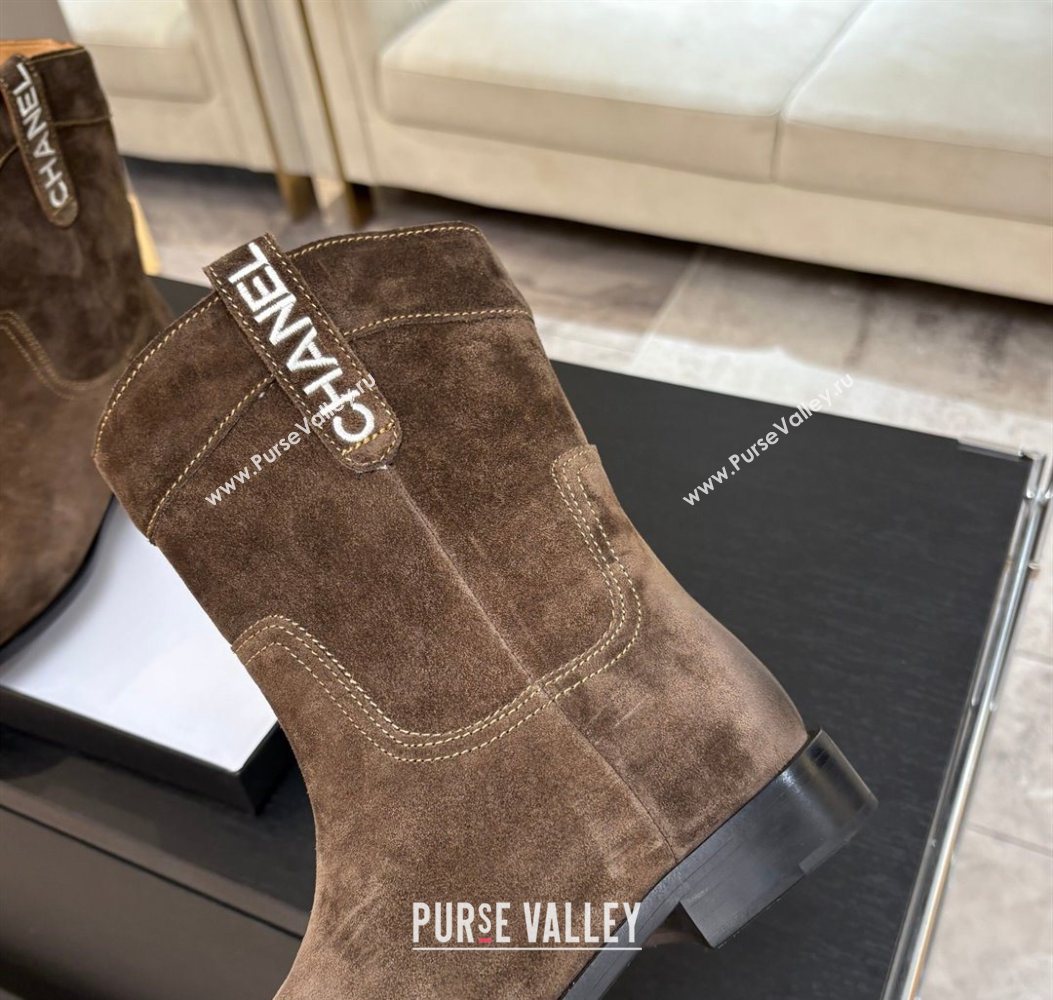 Chanel Suede Flat Ankle Boots Brown 2025 CH110401 (MD-251104001)