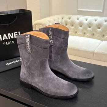 Chanel Suede Flat Ankle Boots Grey 2025 CH110401 (MD-251104002)