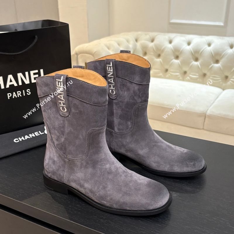 Chanel Suede Flat Ankle Boots Grey 2025 CH110401 (MD-251104002)