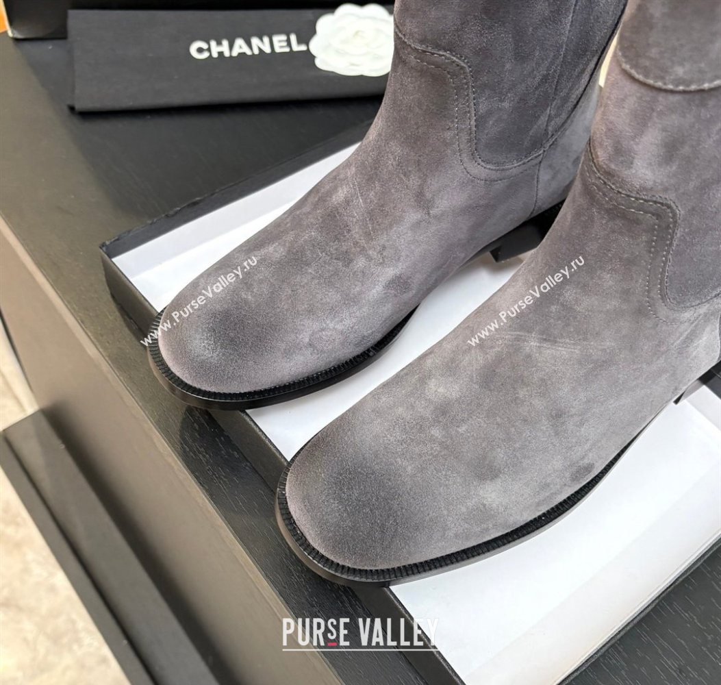 Chanel Suede Flat Ankle Boots Grey 2025 CH110401 (MD-251104002)