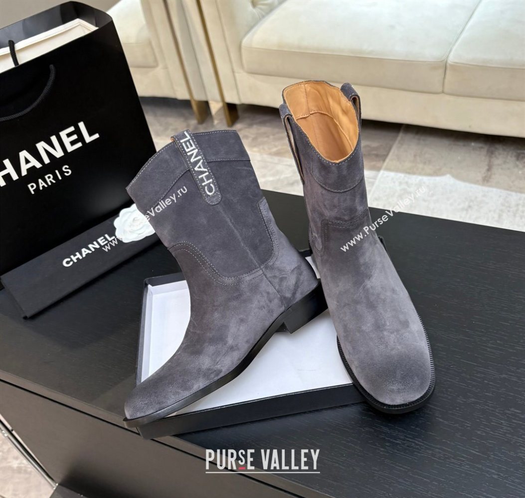 Chanel Suede Flat Ankle Boots Grey 2025 CH110401 (MD-251104002)