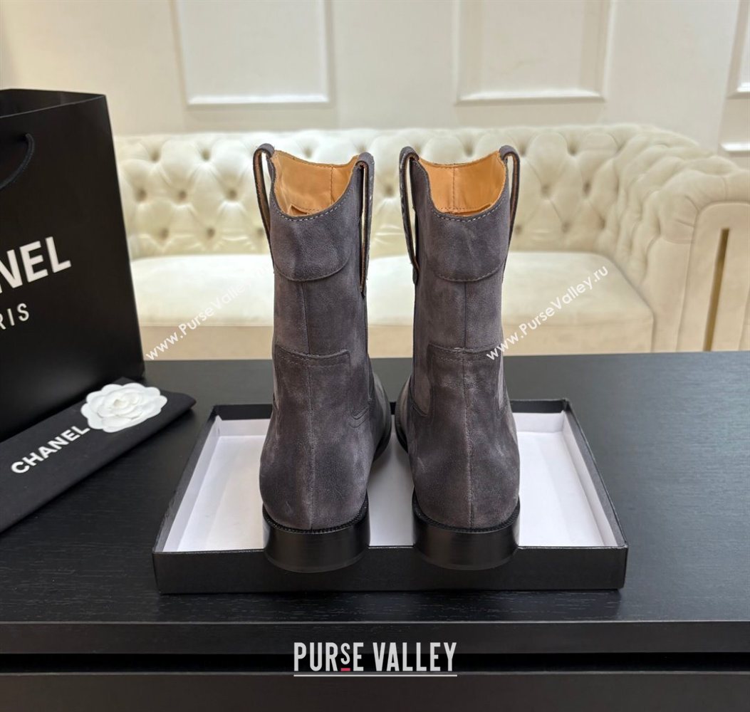 Chanel Suede Flat Ankle Boots Grey 2025 CH110401 (MD-251104002)