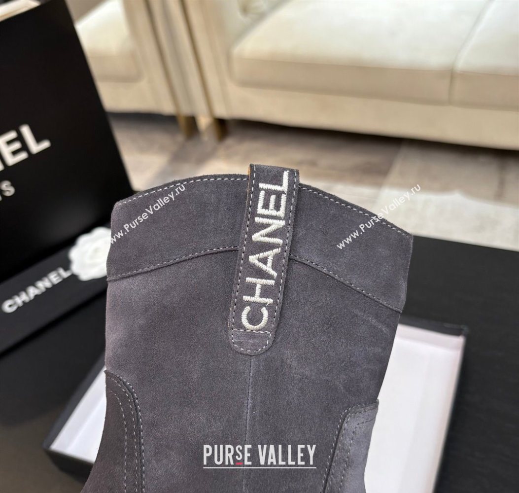 Chanel Suede Flat Ankle Boots Grey 2025 CH110401 (MD-251104002)