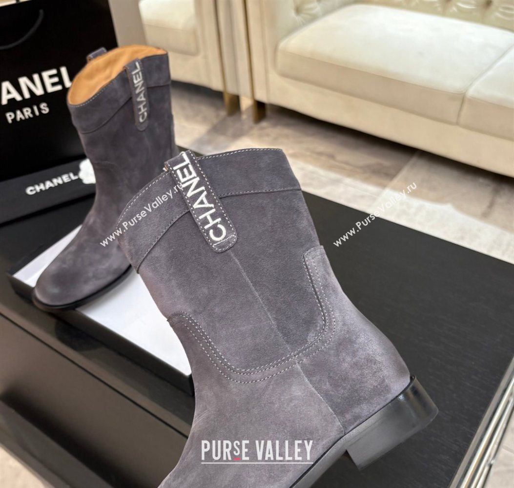 Chanel Suede Flat Ankle Boots Grey 2025 CH110401 (MD-251104002)
