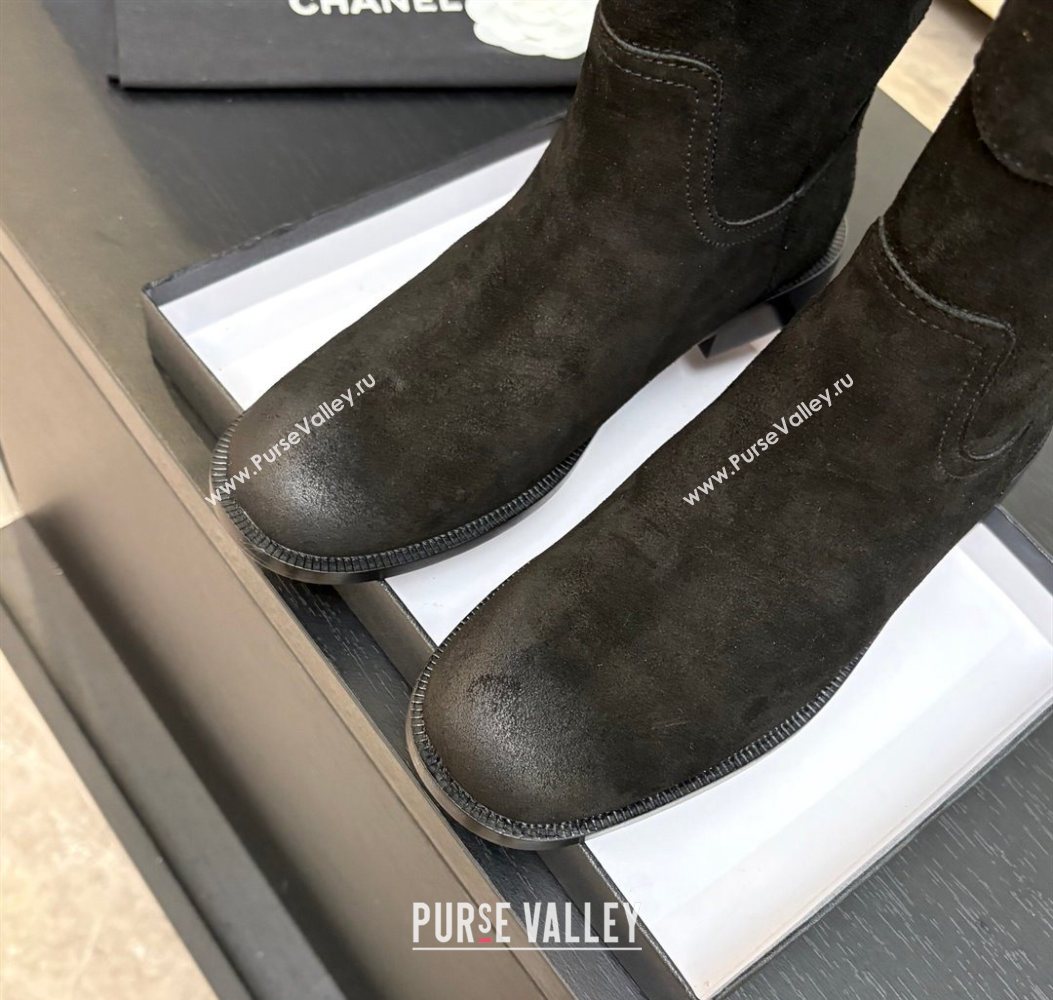 Chanel Suede Flat Ankle Boots Black 2025 CH110401 (MD-251104003)