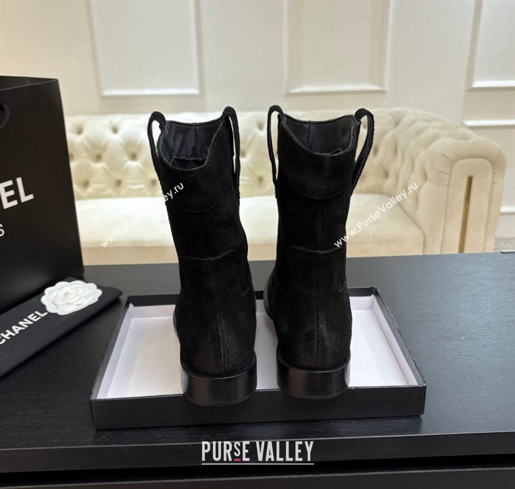Chanel Suede Flat Ankle Boots Black 2025 CH110401 (MD-251104003)