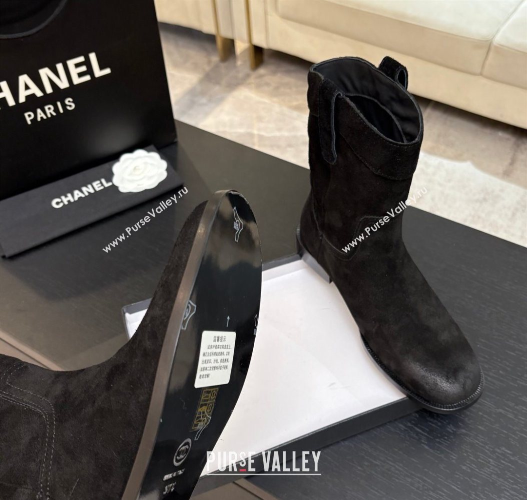 Chanel Suede Flat Ankle Boots Black 2025 CH110401 (MD-251104003)