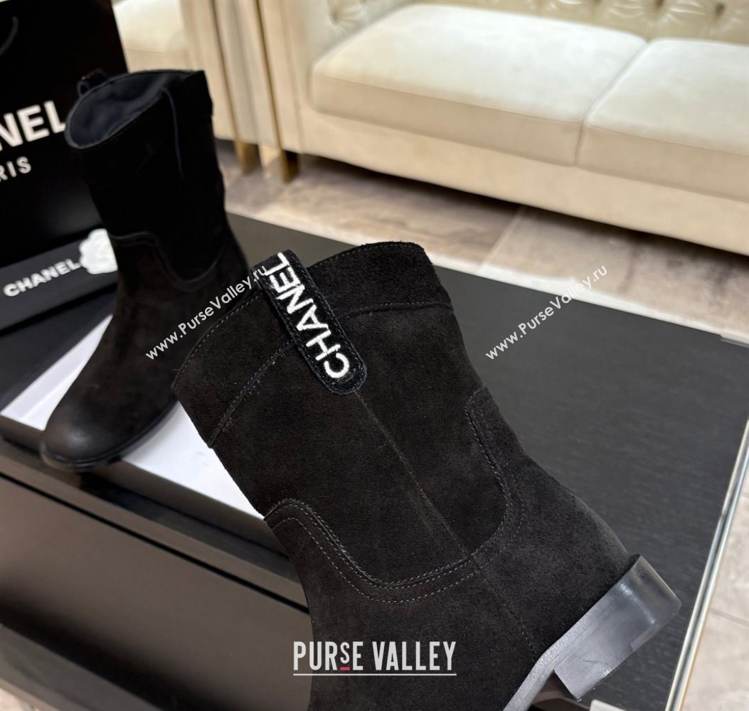 Chanel Suede Flat Ankle Boots Black 2025 CH110401 (MD-251104003)